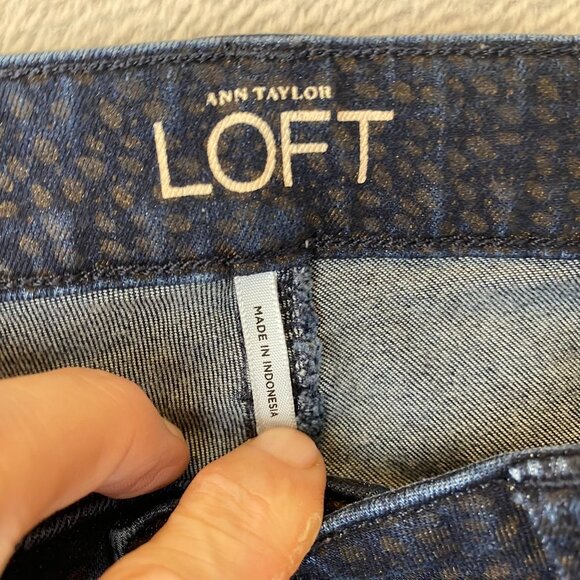 Ann Taylor Loft Womens Jeans 28/6 Modern Skinny Leopard Print Ankle Stretch Blue - Picture 8 of 14